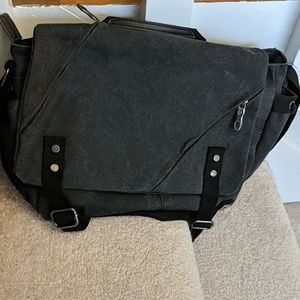Gray canvas messenger bag